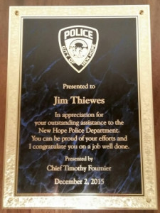Jim Thiewes New Hope Police Commendation